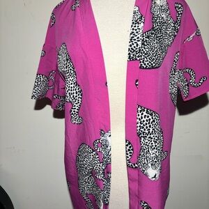 Pink Leopard Print Kimono